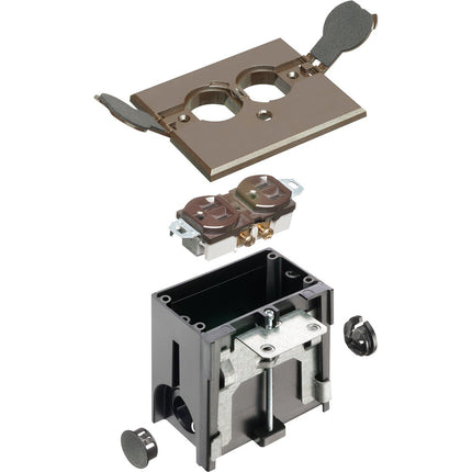 Arlington FLBAF101 Adjustable Floor Box with Outlet and Flip Lids