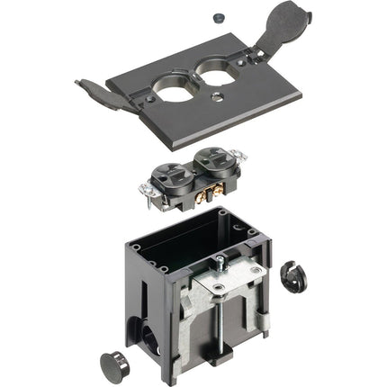 Arlington FLBAF101 Adjustable Floor Box with Outlet and Flip Lids