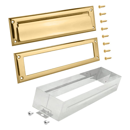 Nuk3y Solid Brass Mail Slot with Sleeve 13" x 3.625"