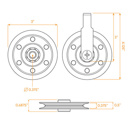 HardwareX Supply 3" Heavy Duty Garage Door Pulley 200LB Load Rating