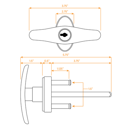 HardwareX Supply Garage T Handle Lock Replacement with 2 Keys
