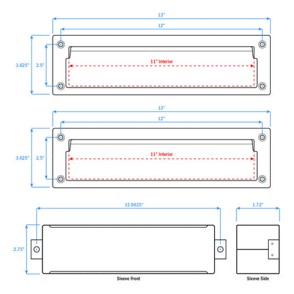 Nuk3y Solid Brass Mail Slot with Double Flap and Sleeve 13" x 3.625"