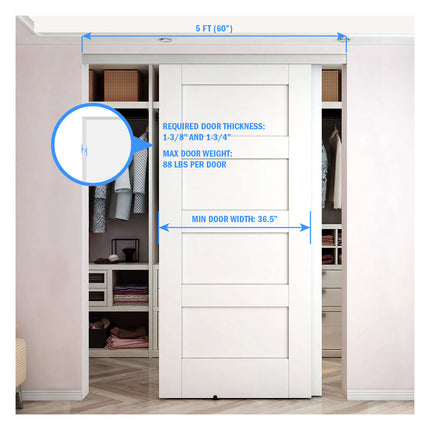 Nuk3y Bypass Sliding Door Hardware Soft Close With Finger Pull