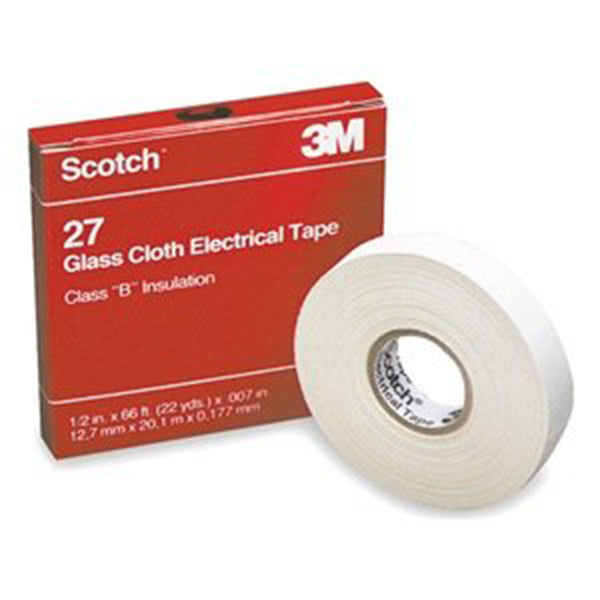 Scotch Glass Cloth Electrical Tapes 27, 66 ft x 3/4 in, White - Hardware X Supply