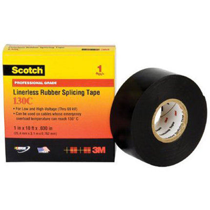 Scotch Linerless Splicing Tapes 130C, 30 ft x 3/4 in, Black - Hardware X Supply