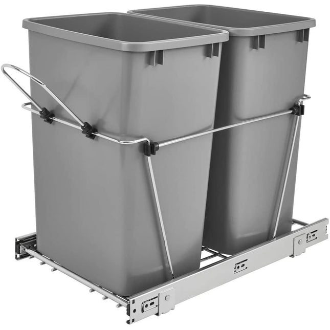 Rev-A-Shelf RV18KD-17CS Double 35 Quart Pull-Out Waste Container, Silver