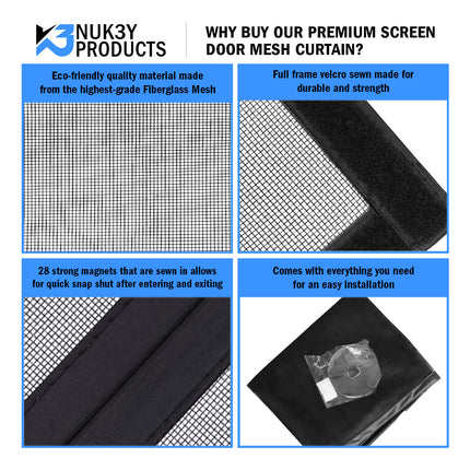 Nuk3y Magnetic Screen Door Mesh Curtain Fiberglass - Hardware X Supply