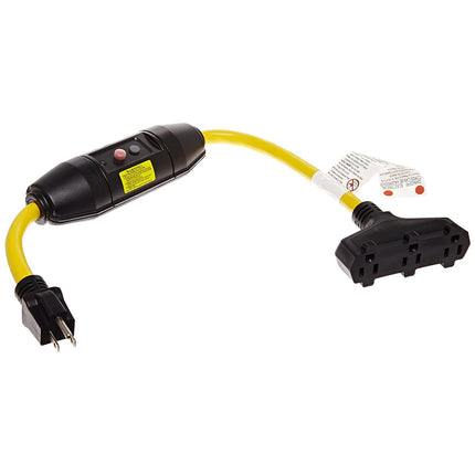 Tower Manufacturing 30396501-08 Manual-Reset 20 Amp GFCI Triple Tap Cord, 2 ft.