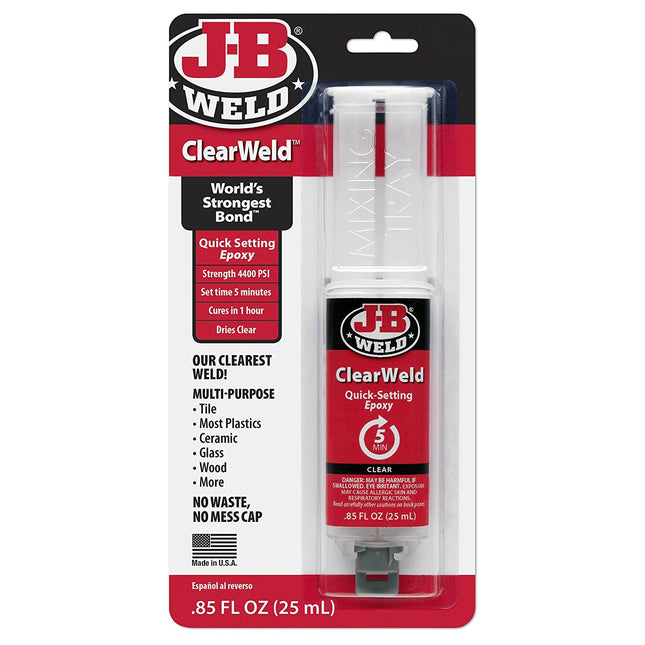 J-B Weld 50112 Clear 25 ml ClearWeld Quick-Setting Epoxy Syringe
