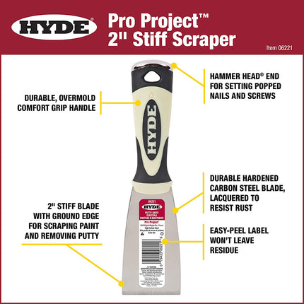 Hyde 06221 2" Stiff Pro Project Scraper